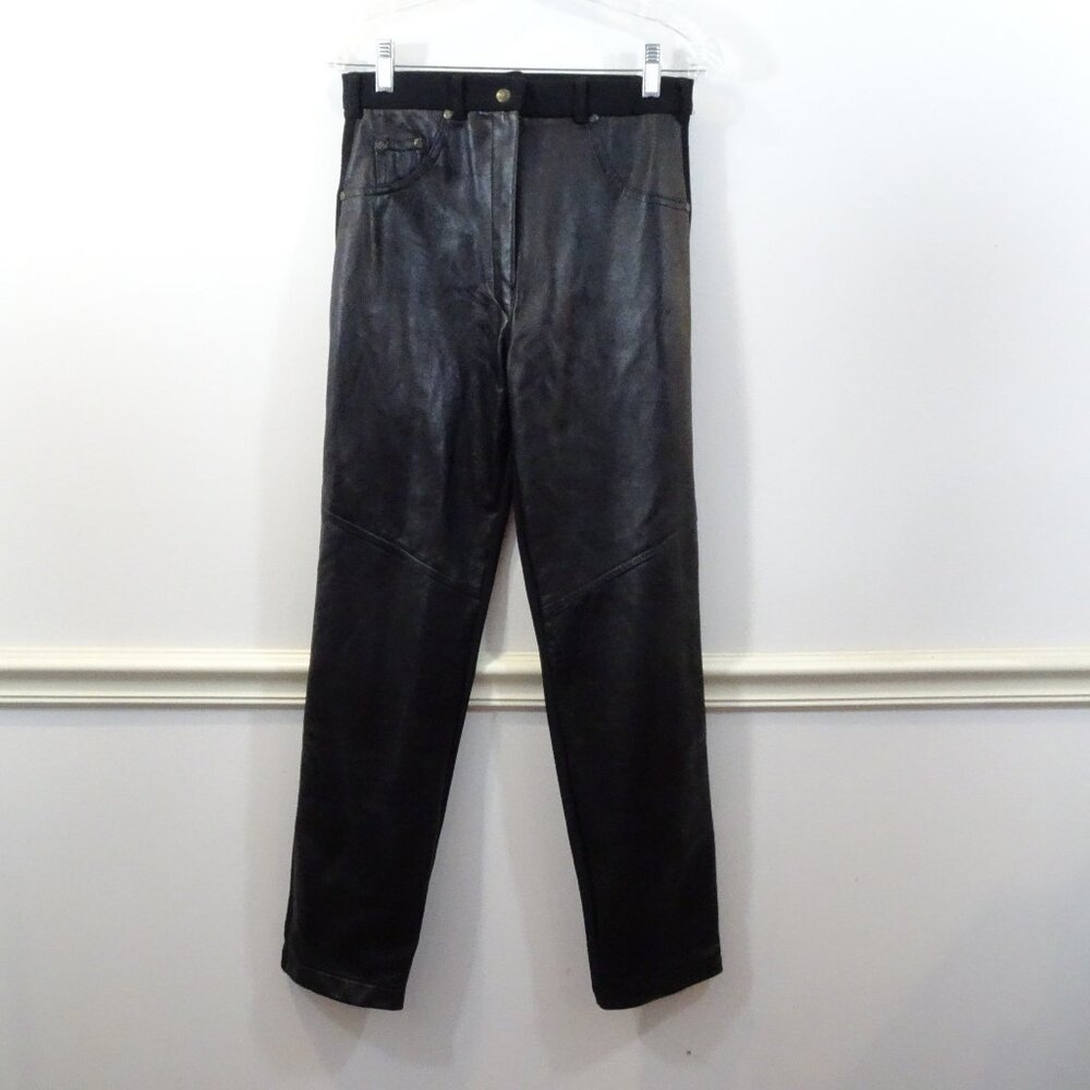 Vintage Black Leather Pants Size M Mitchie's Matchings Spandex Back Stretchy